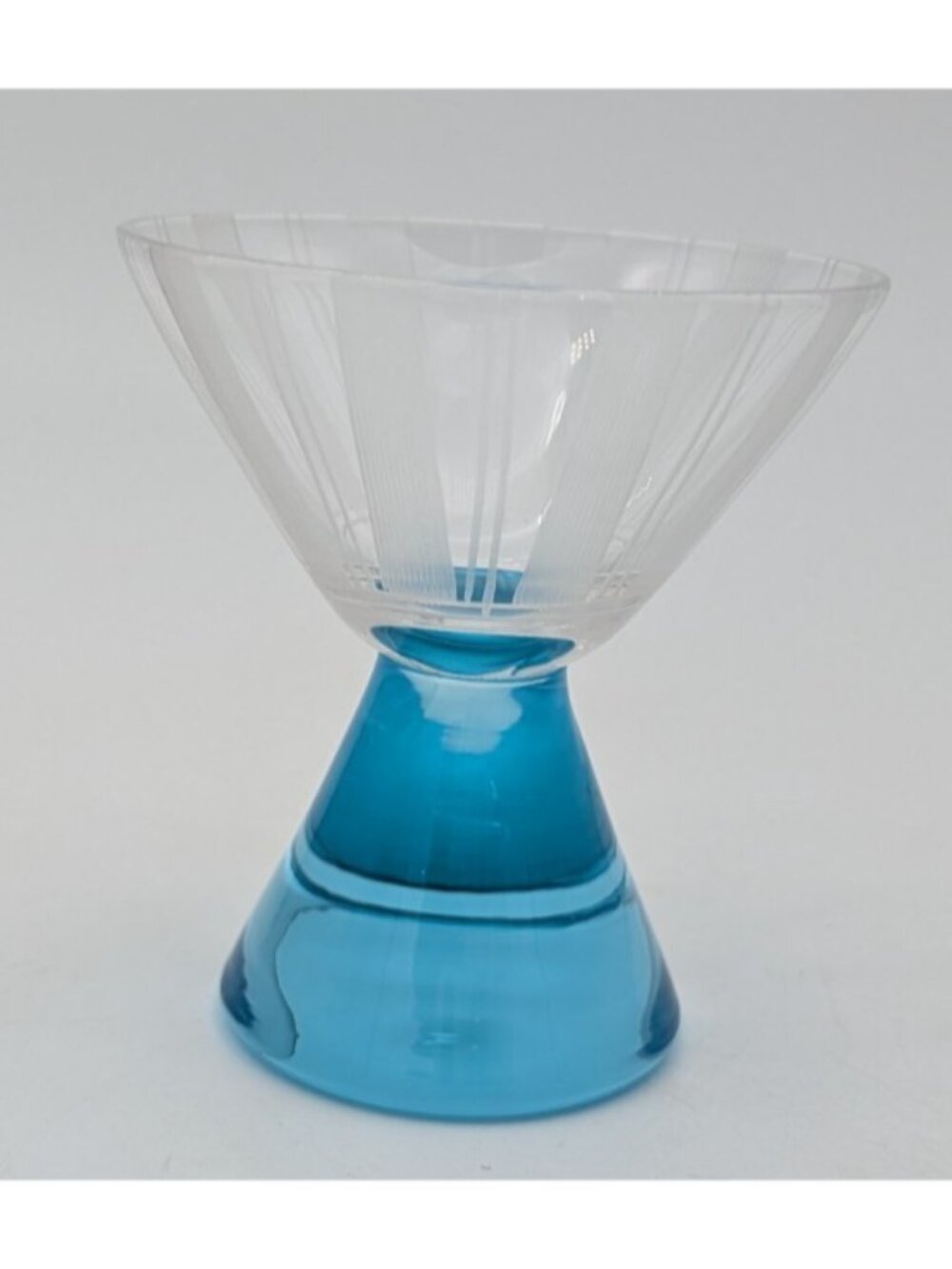 art deco 1930s glass cordial liquor etched cup conical heavy base glass Vintage